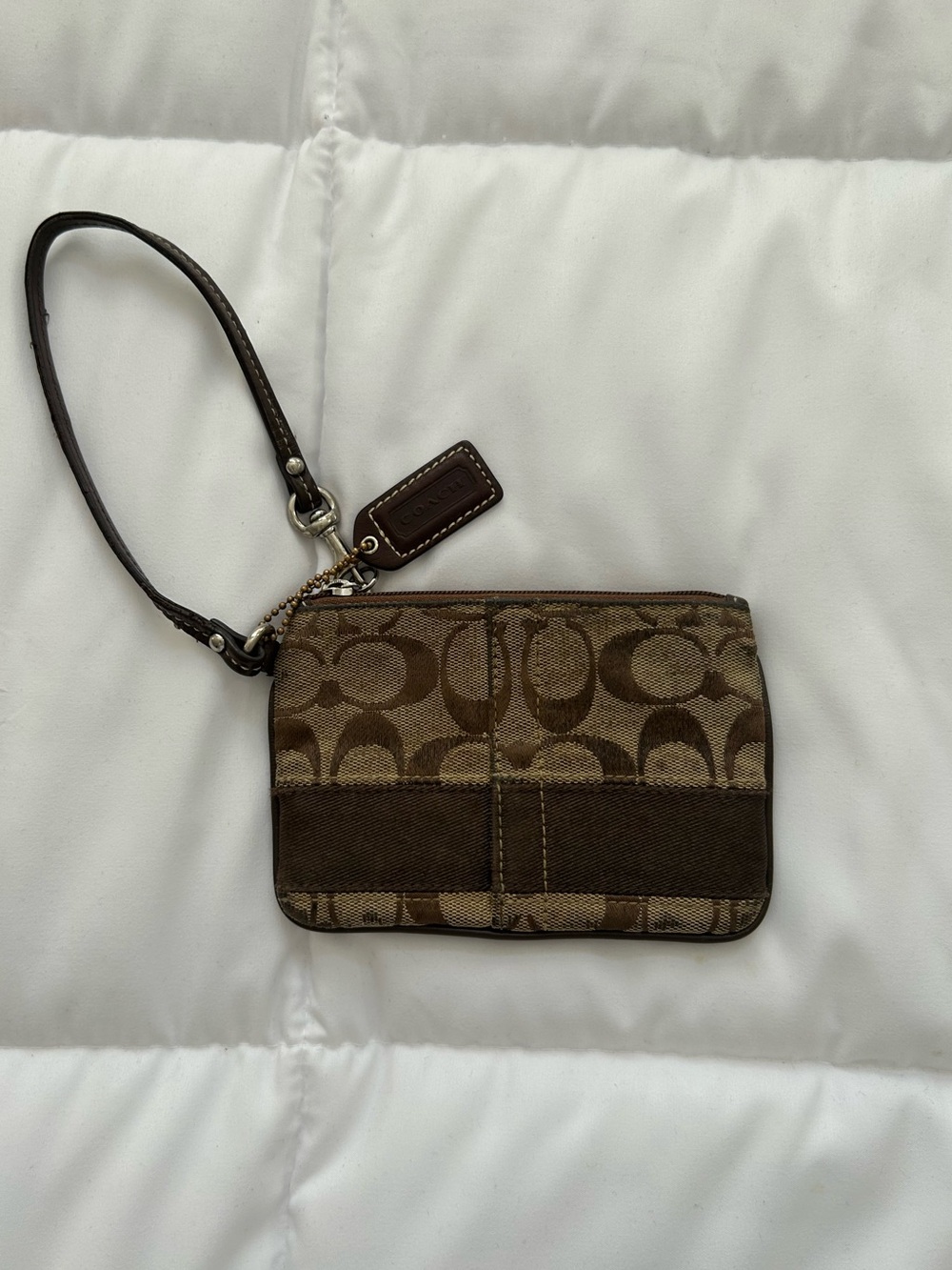 Coach Signature Brown Canvas Wristlet